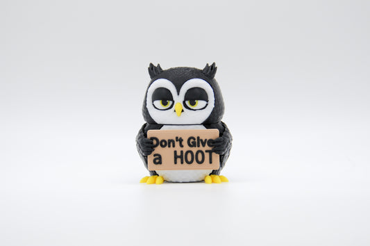 Black owl AWA sign reading Don't Give a Hoot
