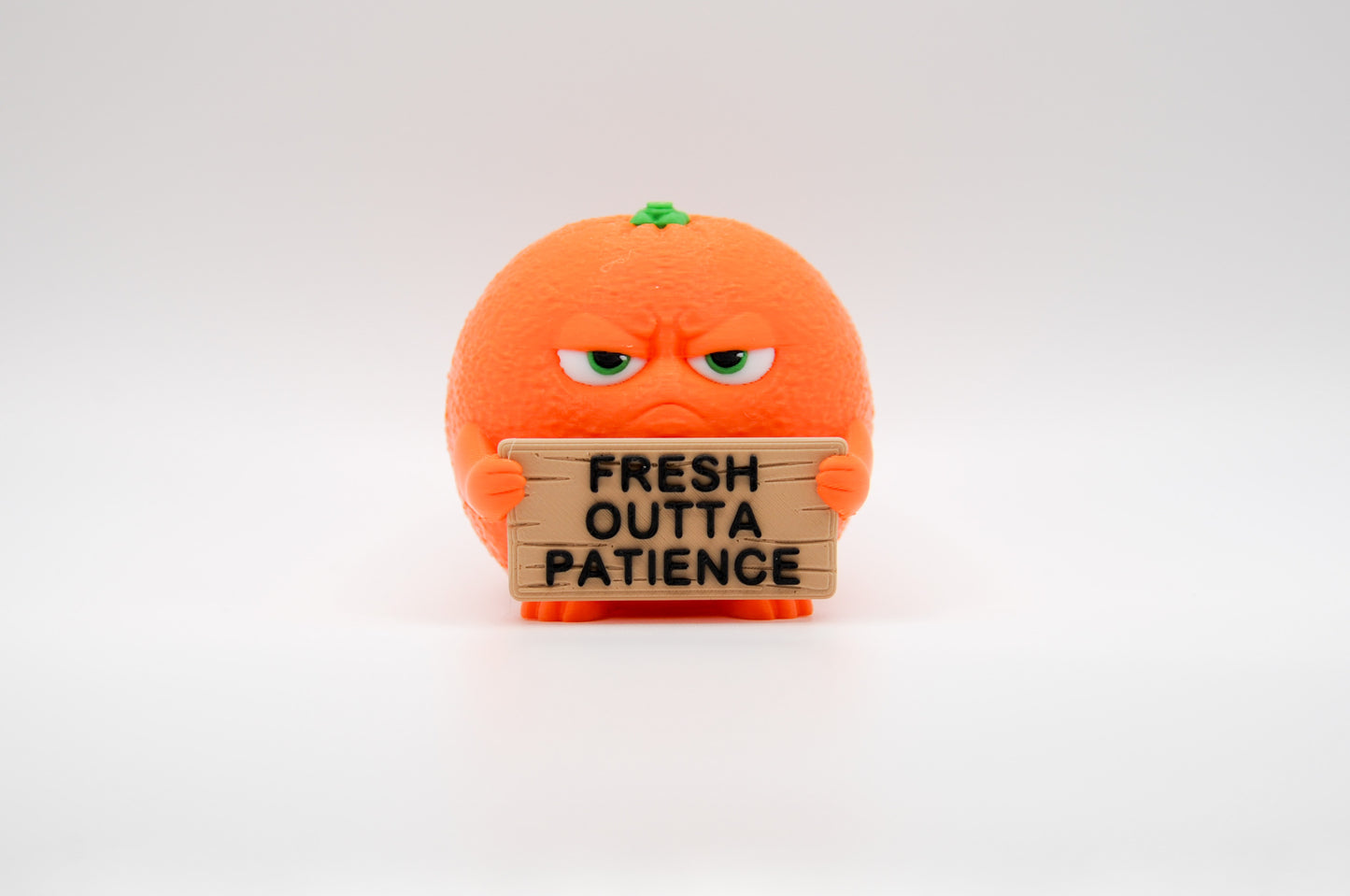 Orange AWA sign reading Fresh Outta Patience
