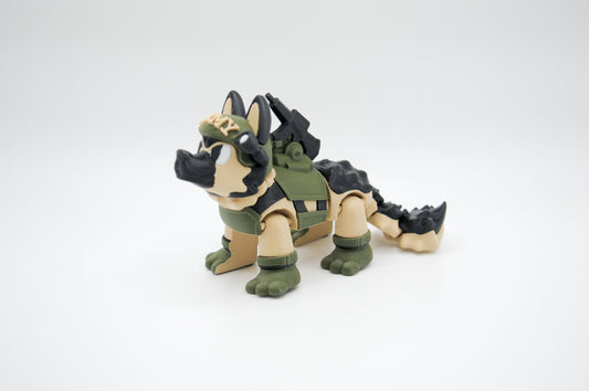 Army themed articulated German Shepherd 3D printed figure by InnovaShawn