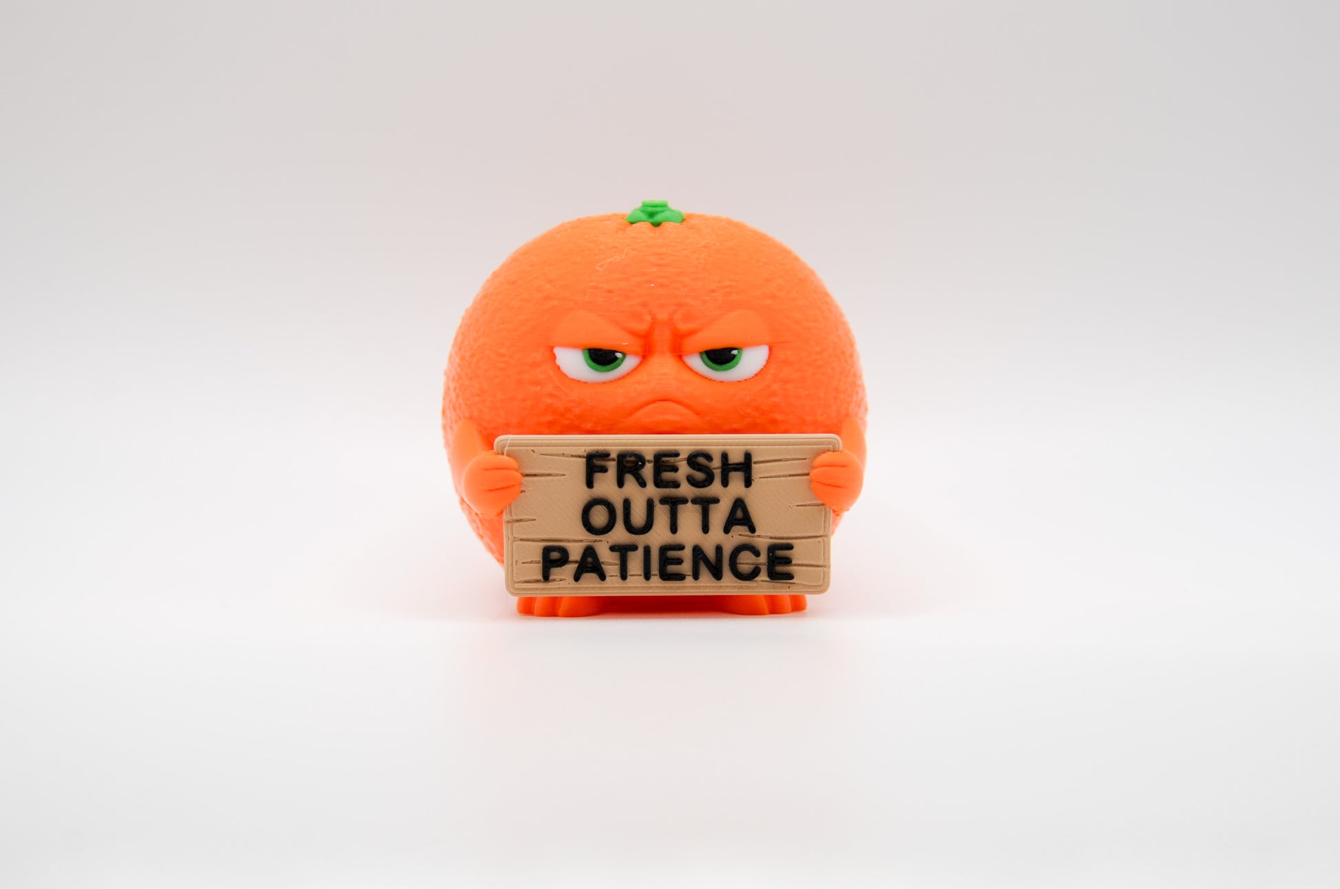Orange AWA sign reading Fresh Outta Patience
