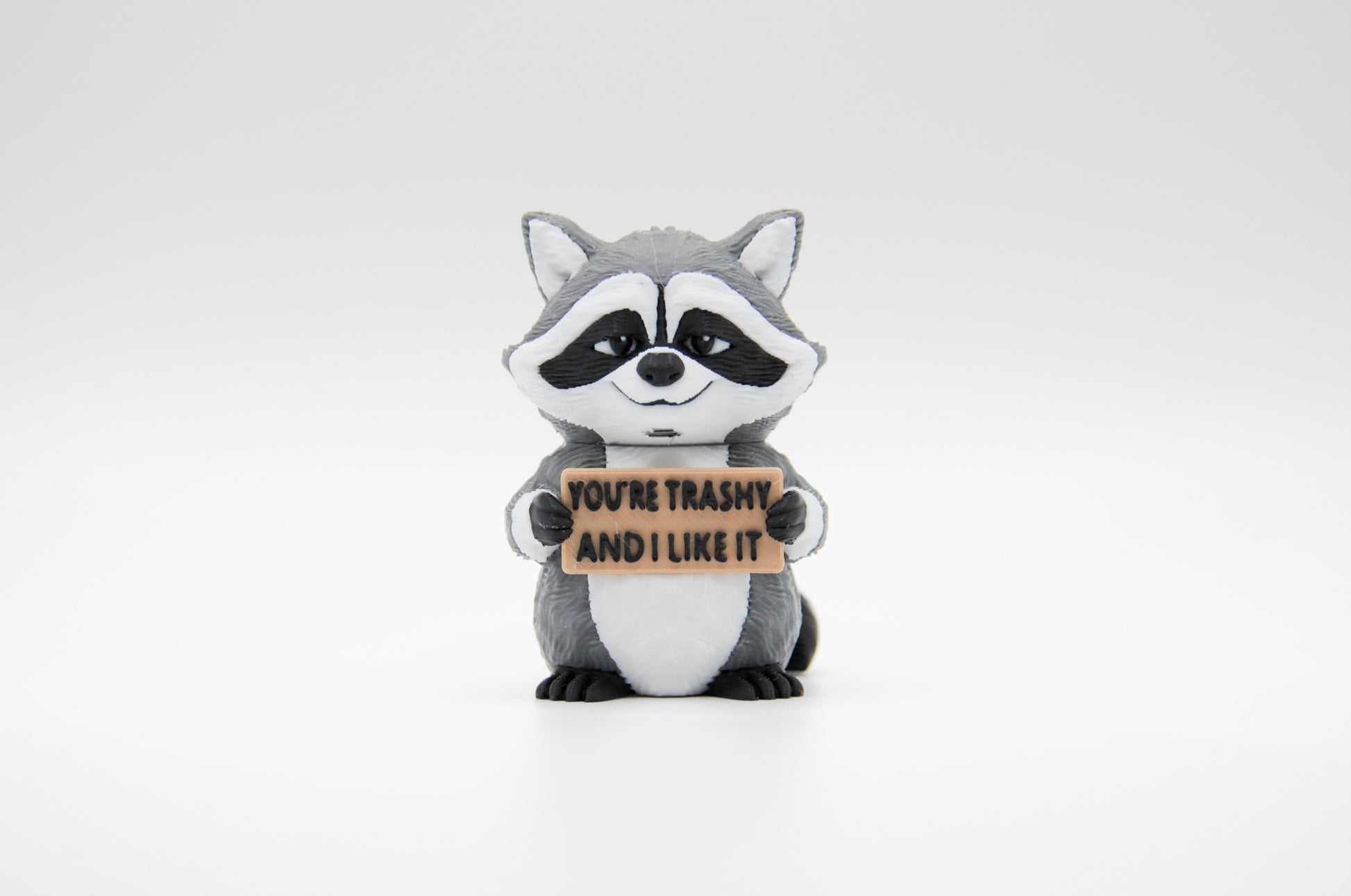 Raccoon AWA sign reading You're Trash and I Like It