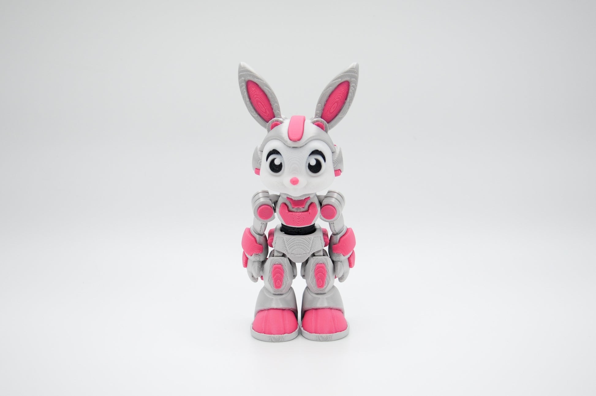 Pink bunny bot articulated 3D printed figure by InnovaShawn