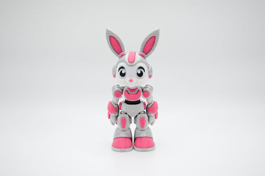 Pink bunny bot articulated 3D printed figure by InnovaShawn