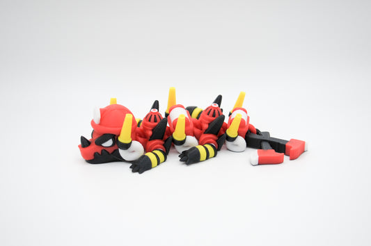 Fire fighter themed articulated dragon 3D printed by InnovaShawn