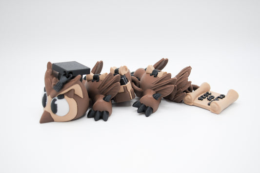 Graduation owl dragon articulated 3D printed by InnovaShawn