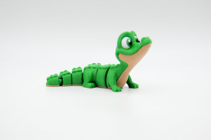 Green spotted articulated dragon front view