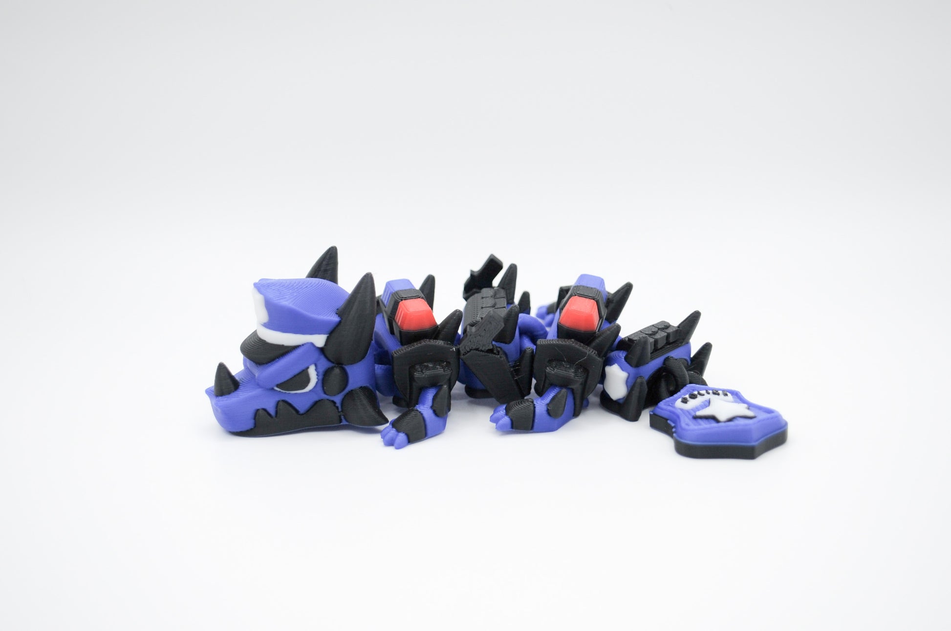 Police themed articulated dragon 3D printed figure