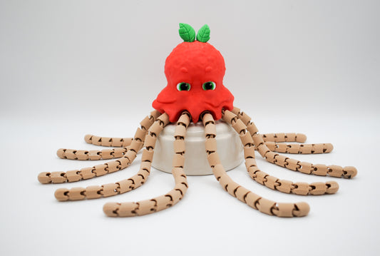 Strawberry octopus articulated 3D printed figure