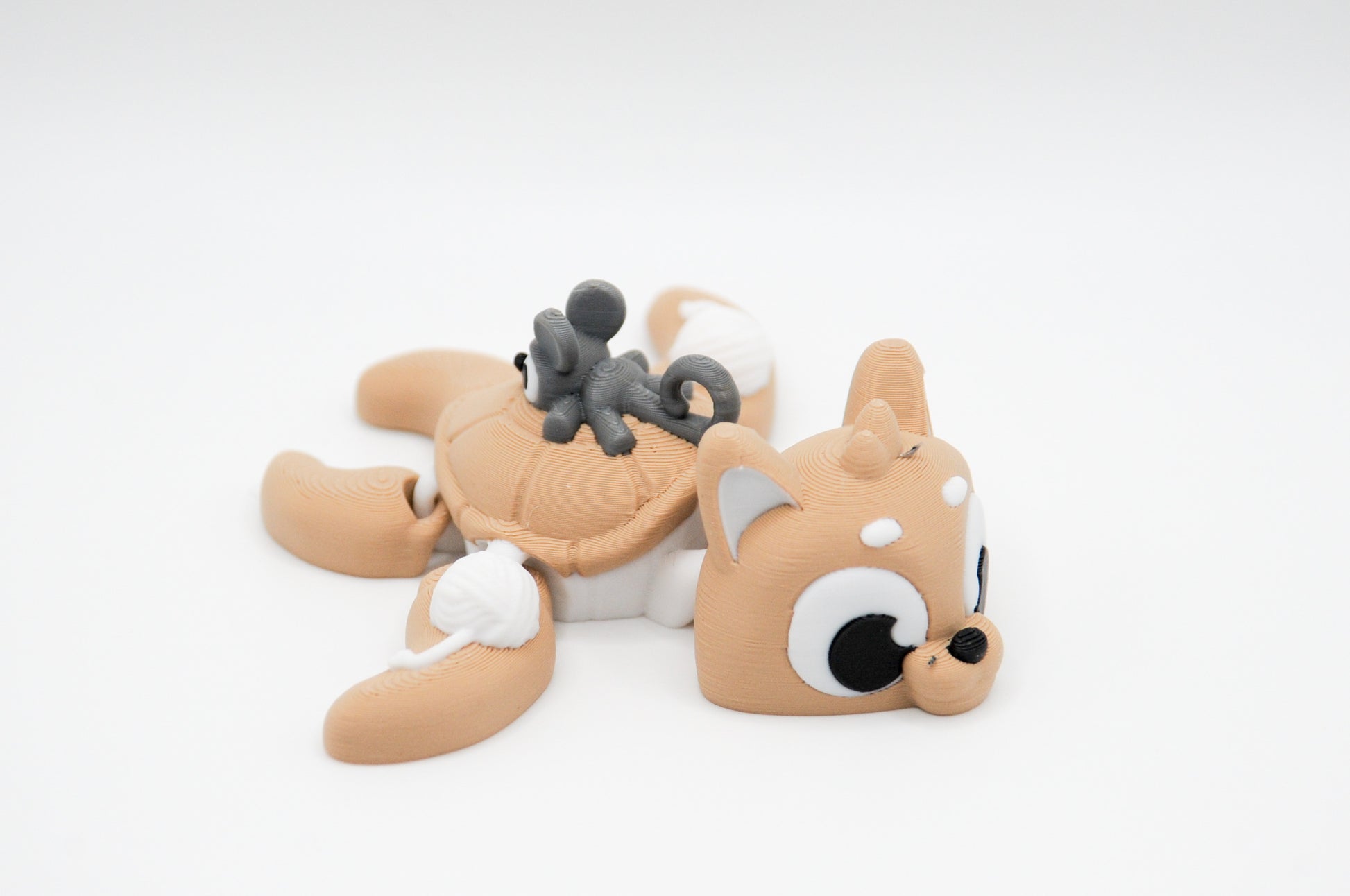 Tan puppy 3D printed figure with small pup