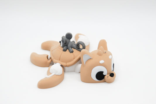 Tan puppy 3D printed figure with small pup